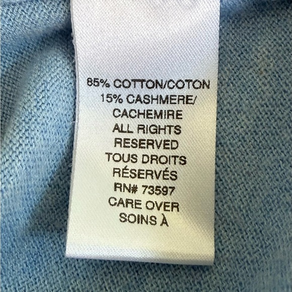 Raffi Men’s Cotton Cashmere 1/4 Zip Sweater Light Blue Size L - Picture 2 of 9